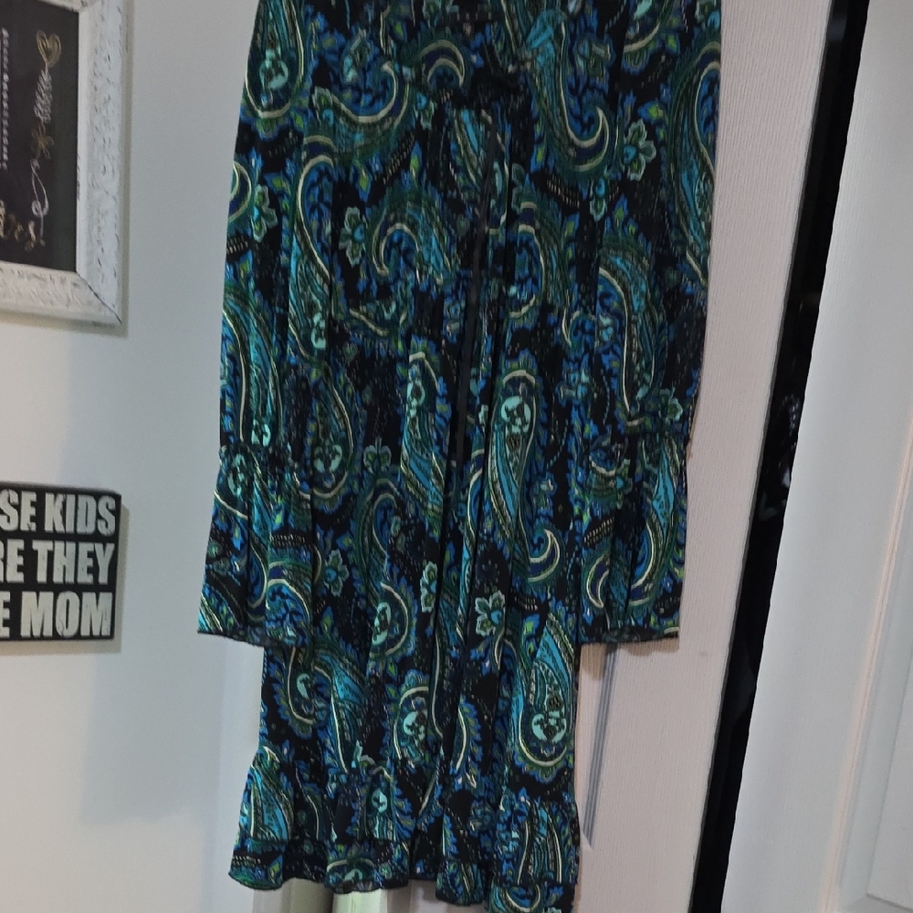 Tiana B. Blue and Green Paisley Maxi Skirt